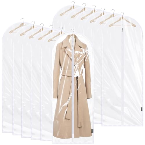12PK Clear Garment Bags for Hanging Clothes (12 Count)
