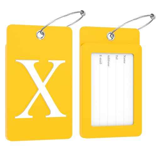 2 Pack Initial Luggage Tags for Suitcases Airplane Travel Essentials (2 Count)