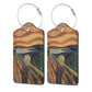 2 Pack Luggage Tags for suitcases Edvard Munch Scream TSA Approved Label Luggage Tag Baggage Tag Leather Stainless Steel Loop Label Tag for Men Women Travel Bag Suitcase (2 Count)