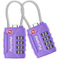 2 TSA Approved Luggage Locks 4 Digit Code Cable Lock Basic Purple (2 Count)