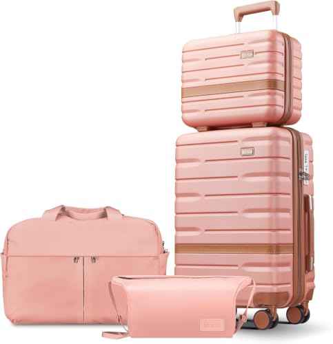 Luggage Sets with TSA Lock Hardside PC+ABS Carry On expandable Suitcase with Spinner Wheels Lightweight Rolling Travel Luggage Sets with YKK Zippers (4 Count)