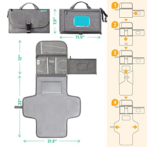 Portable Diaper Changing Pad with Wipes Pocket
