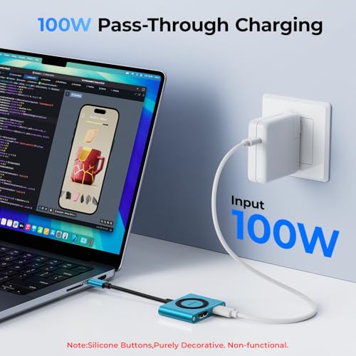 2-in-1 USB C Hub, USB C to HDMI Adapter with HDMI 4K@60Hz & 100W PD Charging - Adapter for Laptop, MacBook, IPad (USB-C), iPhone 15/16, Tablets, Switch