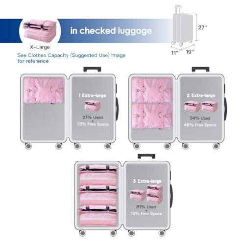 Stow-N-Go Hanging Travel Shelves, Packing Organizer for Luggage. Carry on Closet for Suitcase. Expandable Packing Cube. Travel Essentials. (Pink - XL, XL = (L) 17.7" x (W) 11.8")