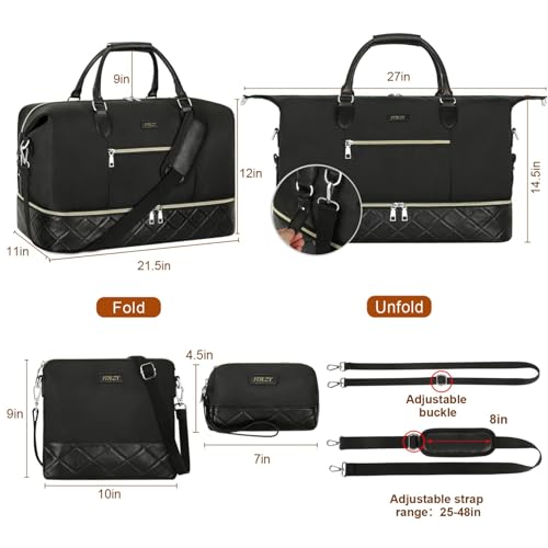 Weekender Bag for Women 21.5" Travel Duffel Large Carry On Bag 3PCS (3 Count)