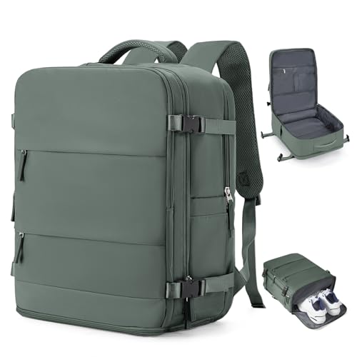 Large Travel Backpack Carry On for Women Man Waterproof Gym Backpacks Mochila de Viaje Teacher Travel Bag Essentials Personal Item Backpack Rucksack Airplane Accessories Must Haves Olive Green
