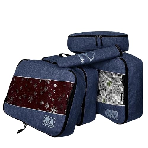 5 Set Packing Cubes for Travel Large Suitcase Luggage Organizer Bags Travel Accessories Vacation 4 Cubes 1 Laundry Pouch Bag (5 Count)