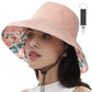 Womens Sun Hats Wide Brim Reversible Bucket Cotton Hat Packable Summer Travel Cap with Hat Clip