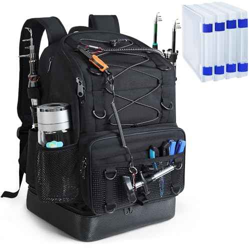 Fishing Backpack with 4 Tackle Boxes (39 Ounces)