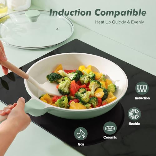 8Inch Nonstick Ceramic Frying Pan with Lid