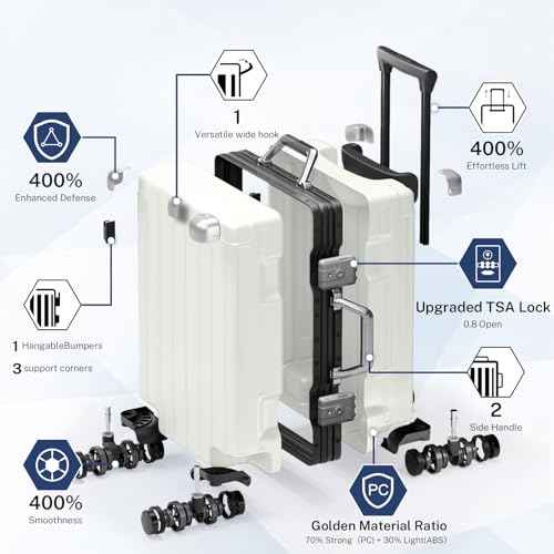 Zipperless Carry On Luggage with Wheels 20 inch Hardshell Suitcase