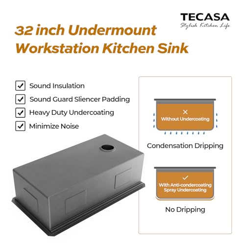 32 Inch Workstation Kitchen Sink