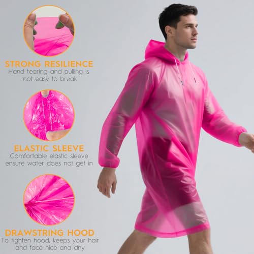 6 & 20 & 50 Pack Disposable Rain Ponchos for Adults (6 Count)