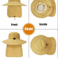 Outdoor Sun Hats with Stowable Neck Flap for Men Women UPF 50+ Mesh Summer Bucket Hat Wide Brim for Fishing Safari Hiking Khaki
