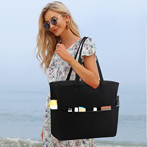 Beach Bag Waterproof Sandproof Women Tote Bag Pool Bag with Zipper for Gym Grocery Travel with Wet Pocket