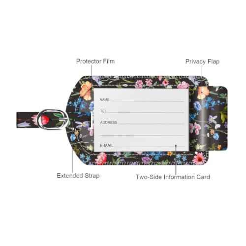 2 Pack Luggage Tags Leather Name ID Labels with Privacy Cover (2 Count)
