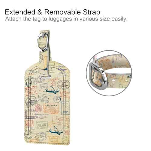 2 Pack Luggage Tags Leather Name ID Labels with Privacy Cover (2 Count)