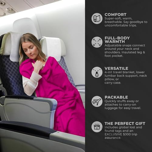 Lightweight Airplane & Travel Blanket with Foot Pockets