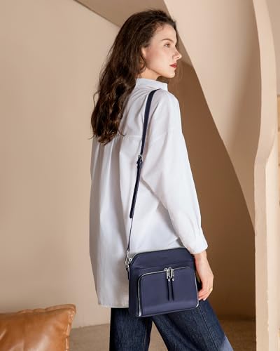 Genuine Leather Crossbody Bags for Women Travel Wallet Purse Navy
