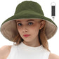 Womens Sun Hats Wide Brim Reversible Bucket Cotton Hat Packable Summer Travel Cap with Hat Clip