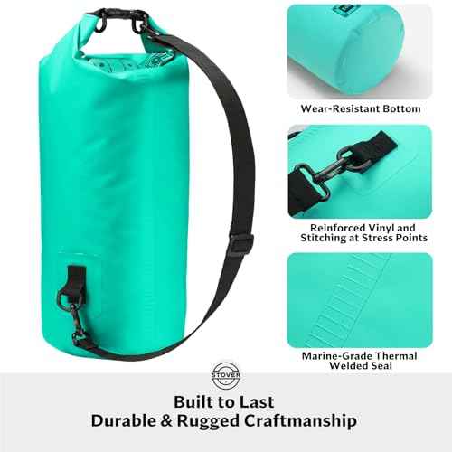 5/10/25/30/40L Waterproof Dry Bag, Medium Lightweight Roll Top Dry Bag Backpack w/Waterproof Phone Case, Kayaking, Travel, Hiking, Fishing, Tubing, Camping, the Beach, Men/Women (Teal)