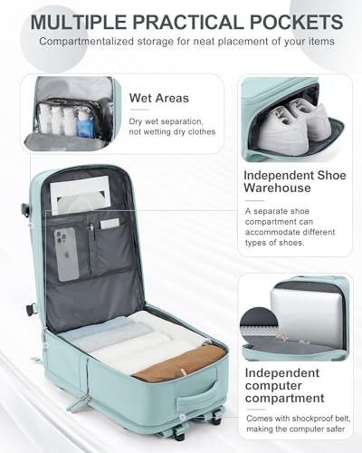 Large Travel Backpack Carry On for Women Man Gym Backpacks with Laptop Compartment Mochila de Viaje Teacher Personal Item Backpack Rucksack Airplane Accessories Must Haves Blue