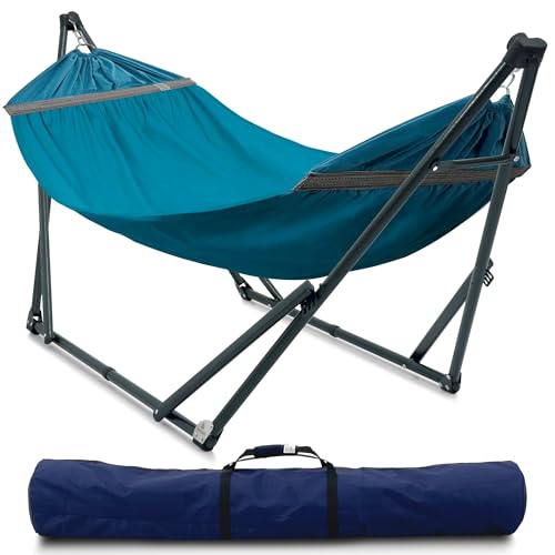 Ultimate Relaxation Portable Hammock Stand with Cotton Canvas Net