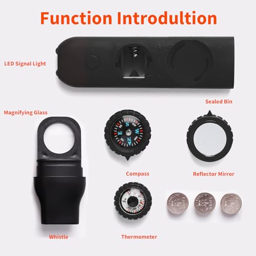 Multifunctional Survival Emergency Whistle for Kids with Compass Hiking Survival (2 Count)