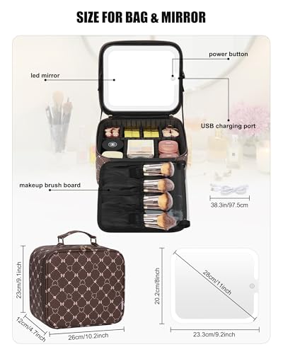Travel Makeup Bag With LED Mirror