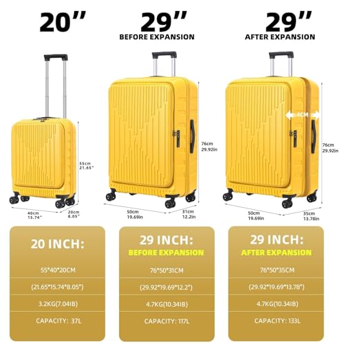29 Inch Checked Luggage with Expansion and Side Opening