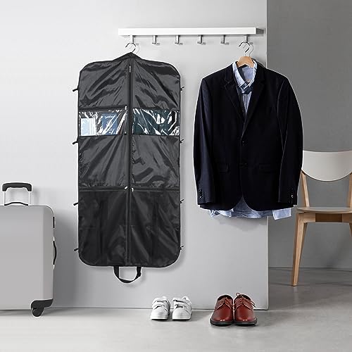 Garment Bags for Travel Carry on Suit Bags for Men Travel Waterproof Hanging Clothes Bag for Travel with Shoulder Strap and Extra Pockets for Suit Shirts Coats Dresses