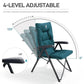 Folding Camping Recliner Chair Fully Padded with Adjustable High Back Support Portable for Adults Patio Reclining Chair Green