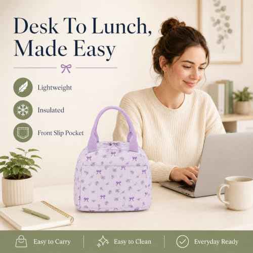 Lunch Bag for Women Men Cute Corduroy Lunch Tote Bags Reusable Insulated Lunch Box Large Capacity Reusable Insulated Cooler for Work Picnic or Travel