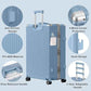 Luggage PC+ABS Aluminum Frame Zipperless Checked Luggage Hard Shell Suitcase TSA Lock Double Spinner Wheels 24 Inch Haze Blue