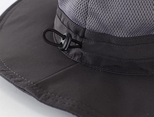 Womens Summer Mesh Boonie Sun Hat Wide Brim UV Protection Fishing Hat