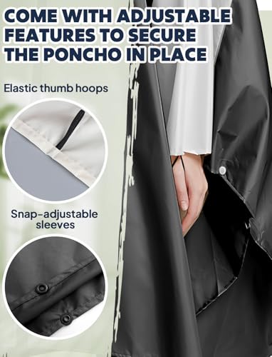 Waterproof Rain Poncho for Women Packable Hooded Raincoat with Pocket