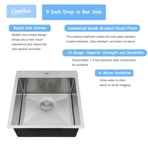 18x18 Inch Drop in Bar Sink