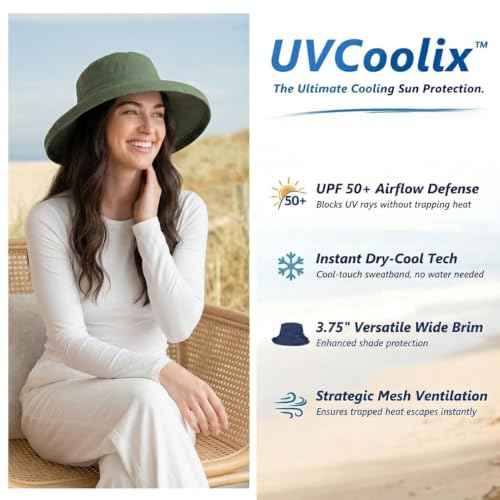 UVCoolix Women's UPF 50+ Wide Brim Cooling Sun Hat