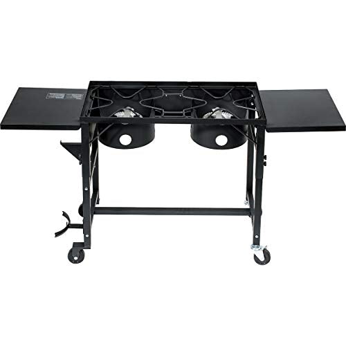 Outdoor Camping Propane Double Burner Stove Cook Cooking Station Stand Picnic BBQ Grill 58