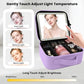 Travel Makeup Bag with LED Mirror and Light Travel Makeup Case Cosmetic Organizer Portable Cosmetic Brush Organizer Bag with Adjustable Dividers for Cosmetics Makeup Brushes Toiletry