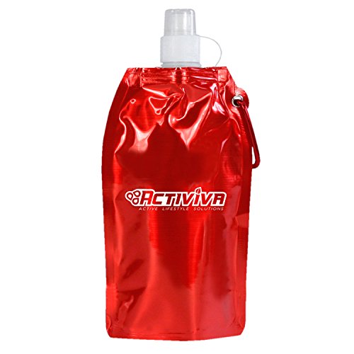 USA Merchant Collapsible Reusable Water Bottle with Carabiner Clip Light Weight Leak Proof Foldable Drinking Water Bottle Non Toxic BPA Free (4 Count)