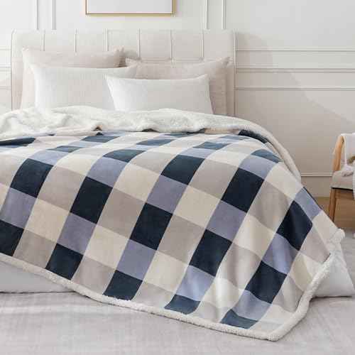 Sherpa Throw Blanket Reversible Large Big King Size Flannel Blankets for Bed