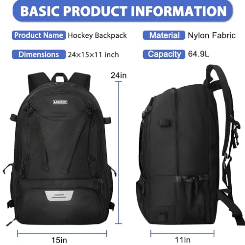 Lacrosse Bag Durable Equipment Backpack with 2 Stick Holders