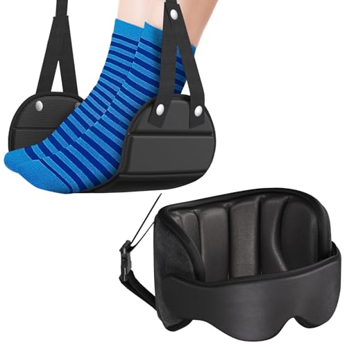 Travel Pillow with Seat Strap Combo Airplane Foot Hammock Set (2 Count)
