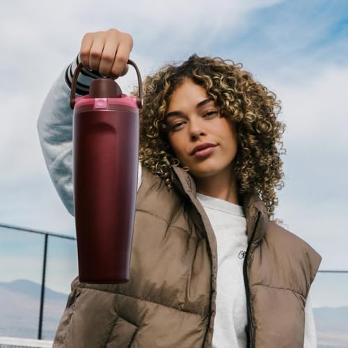 FreeSip Sway Stainless Steel Water Bottle 40 oz Black Cherry