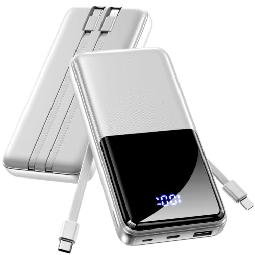 Portable Charger 15000mAh Slim Power Bank with Built in Cables