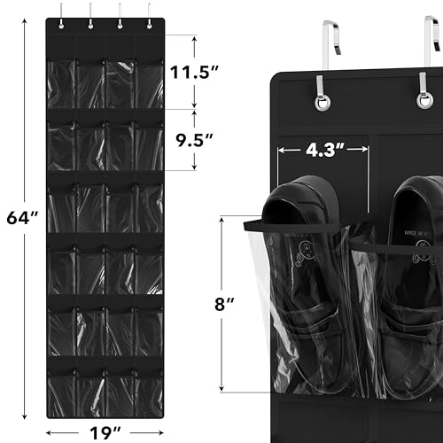 24 Pockets Clear Over the Door Shoe Organizer