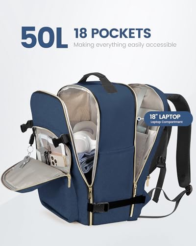 50L Travel Backpack Flight Approved Carry on Backpack