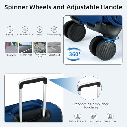 16 Inch Underseat Small Carry On Luggage with Spinner Wheels