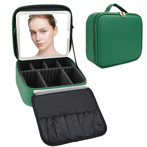 Travel Makeup Bag with LED Mirror Travel Makeup Organizer with 3 Lighted Settings